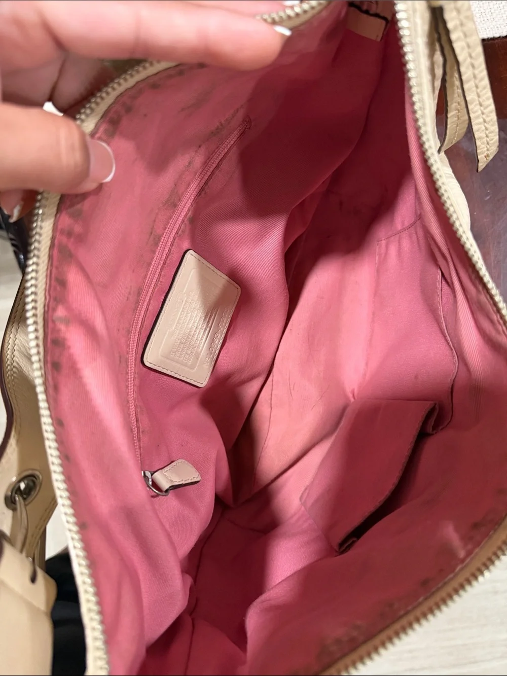 Coach Cream Pebbled Leather Hobo Bag